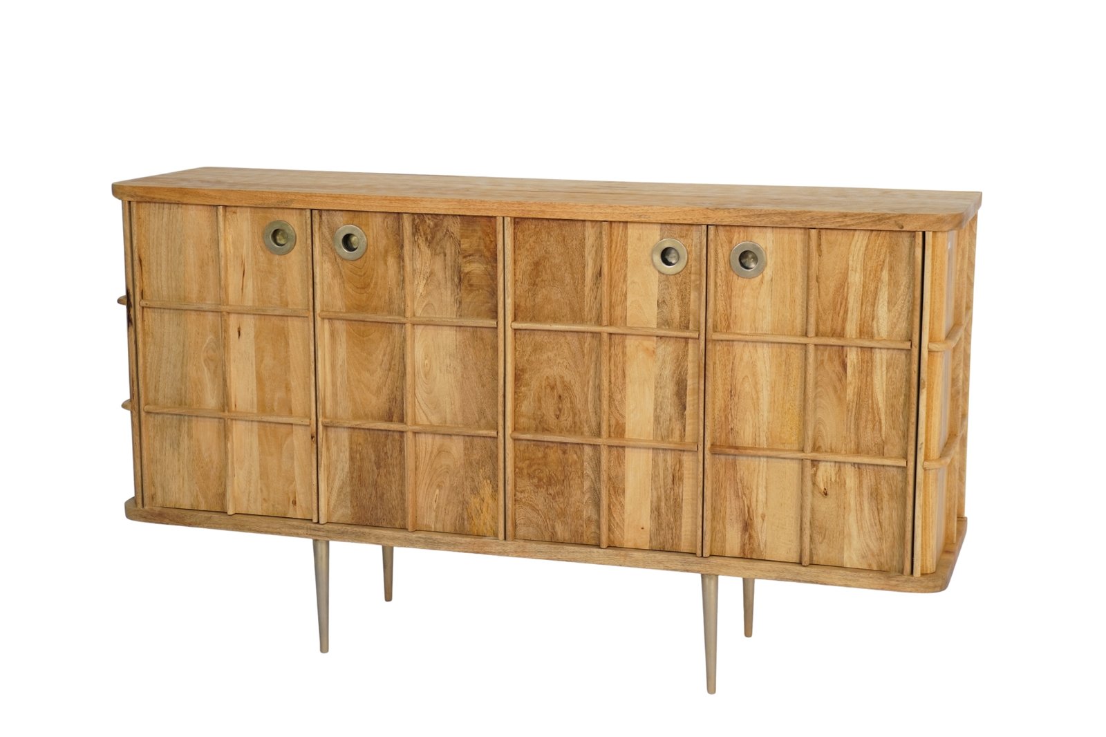 Wooden square pattern 4 door sideboard