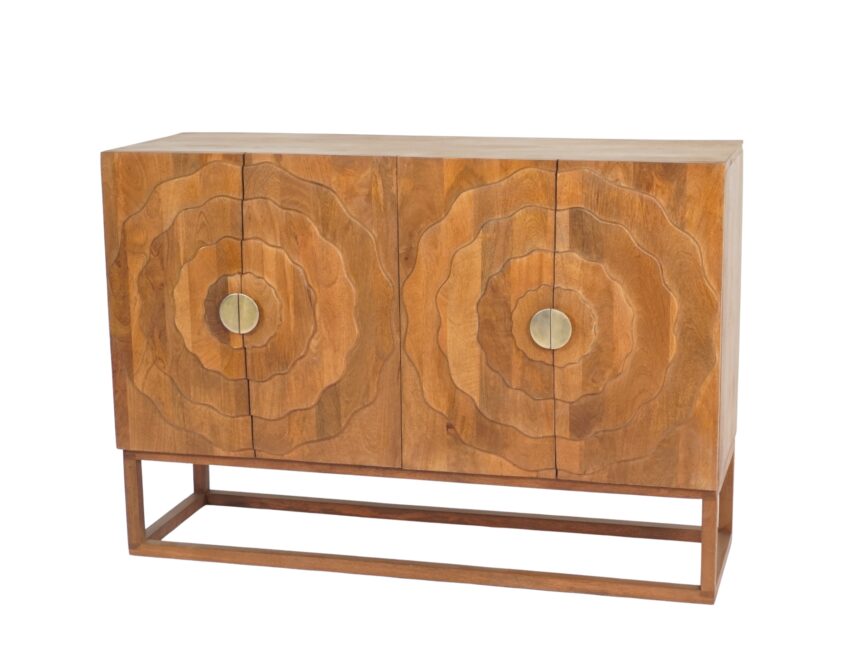 Wooden chevron parqutery design sideboard