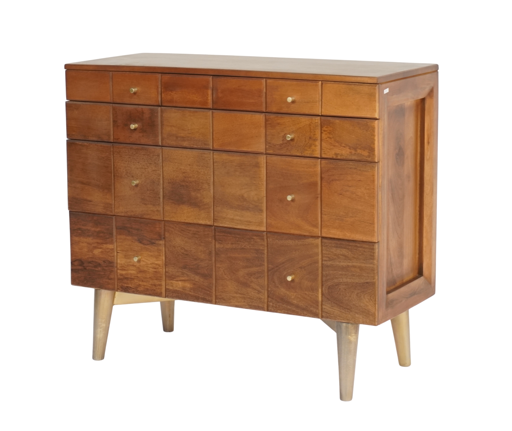 Wooden square tile design 4 drawer cabinet
