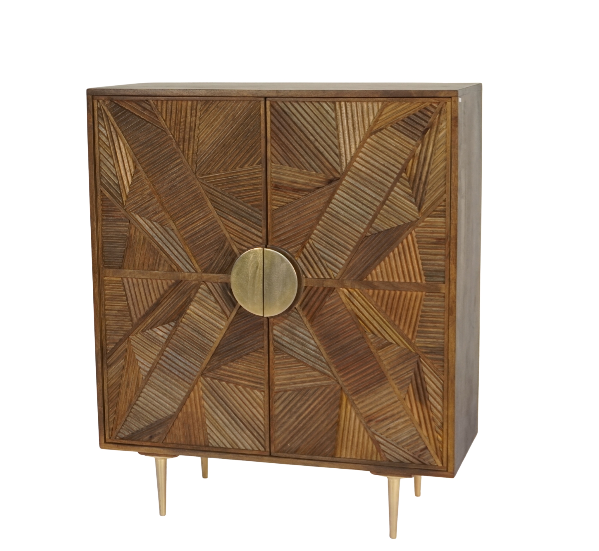 Wooden groove carved 2 door cabinet