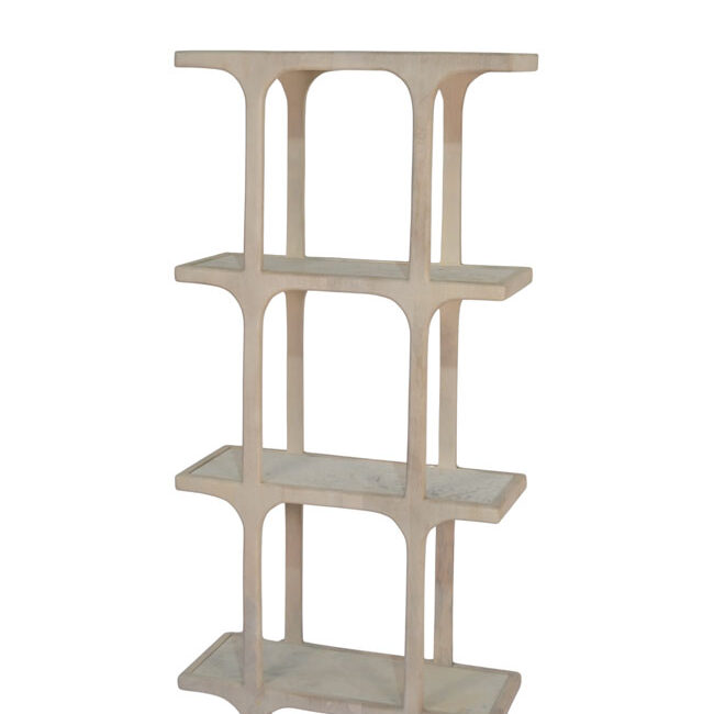 Wooden grid design cabinet with brass cladding