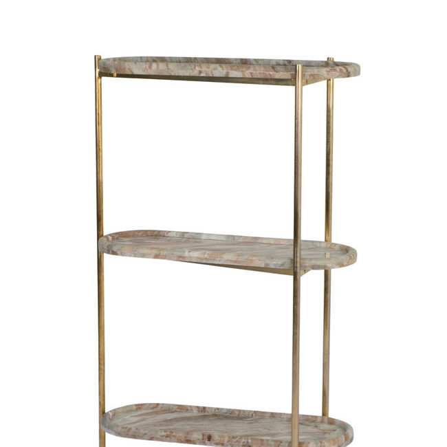 Iron forged 3 leg shelf with marble tray tops
