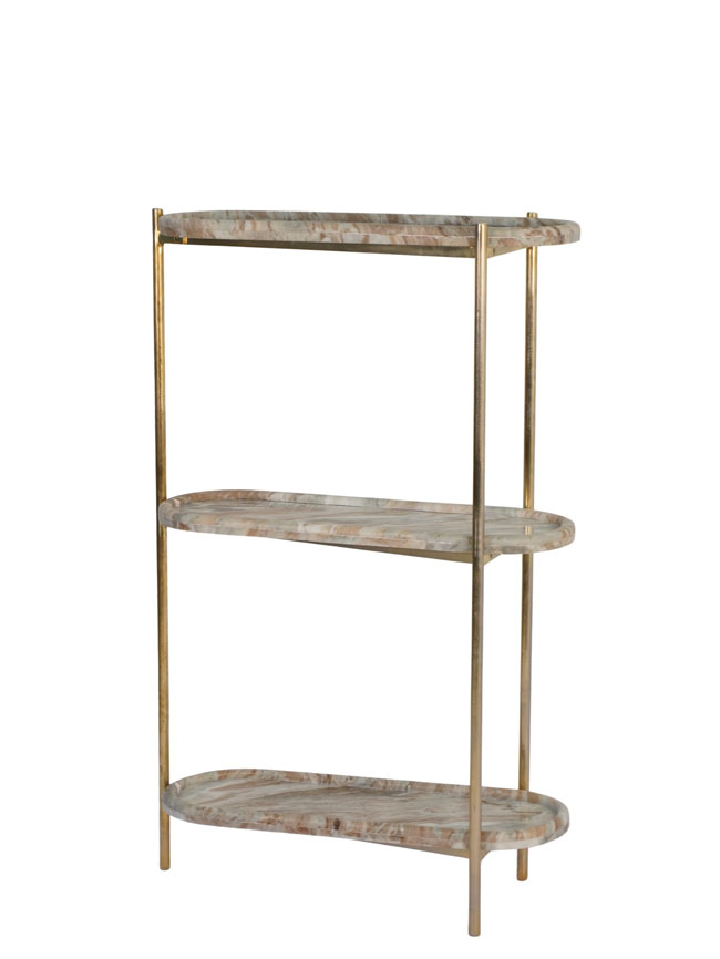 Iron forged 3 leg shelf with marble tray tops