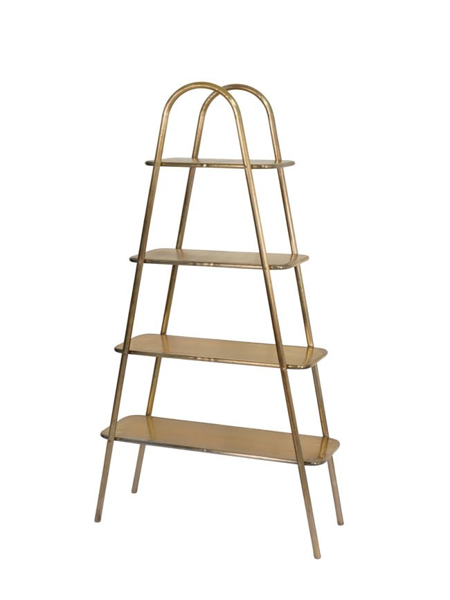 Iron tall A design shelf with sheet tops