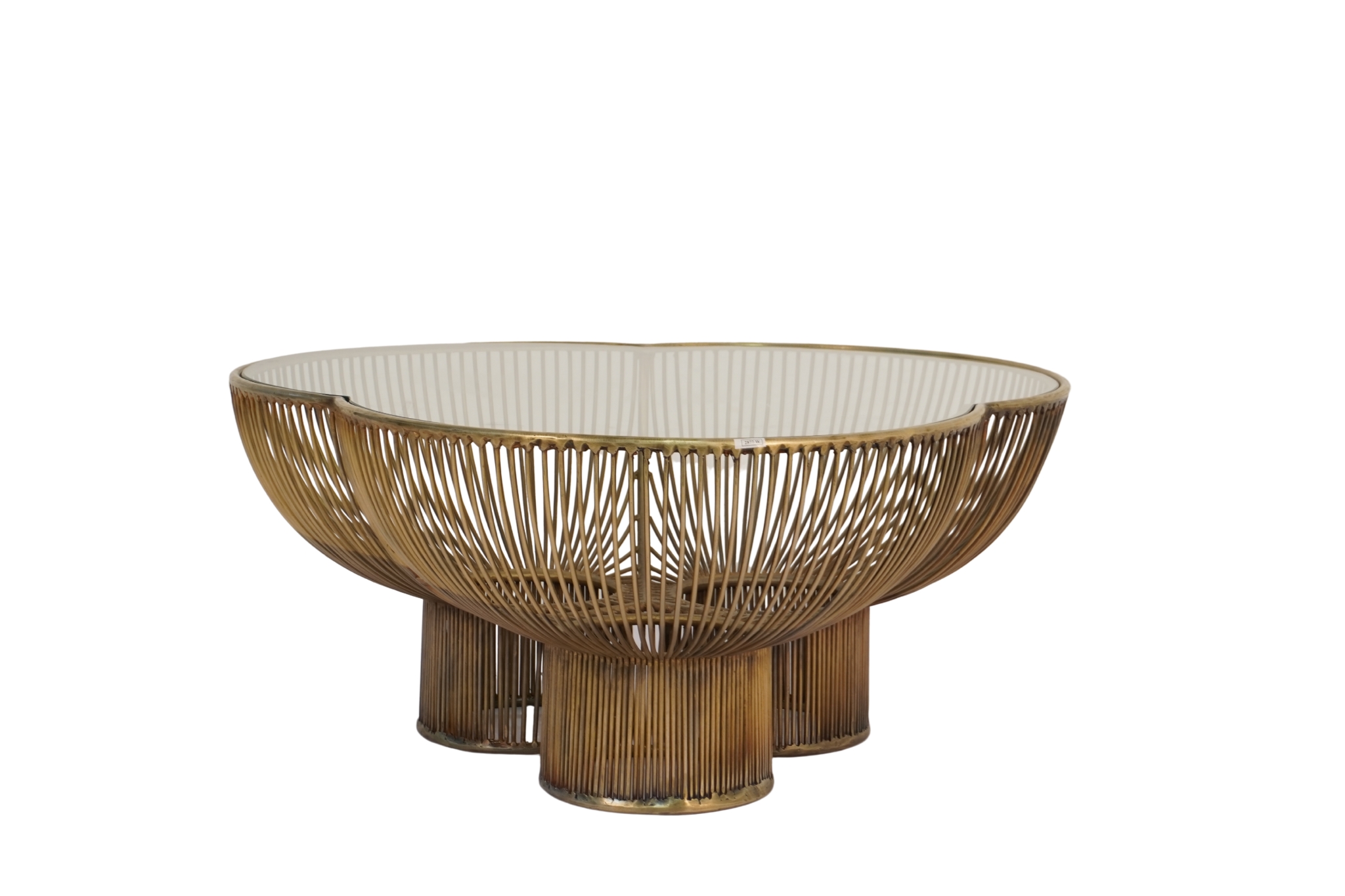 Iron clove design wire coffee table with glass top