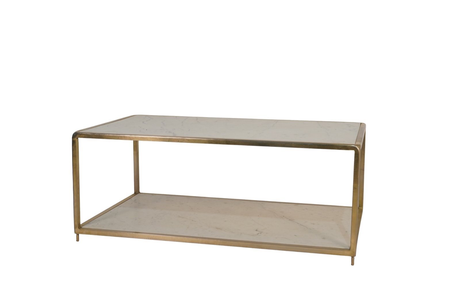 Iron forged modern coffee table with 2 marble tops