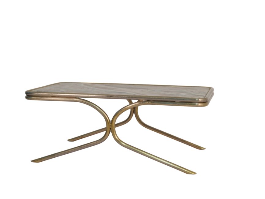 Iron forged groove dsign coffee table with marble top