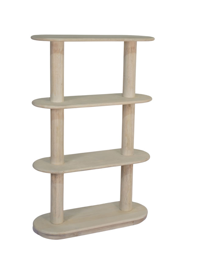 Wooden oval pillar design tall shelf