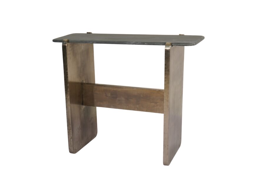 Iron Sheet Base Marble Top Console