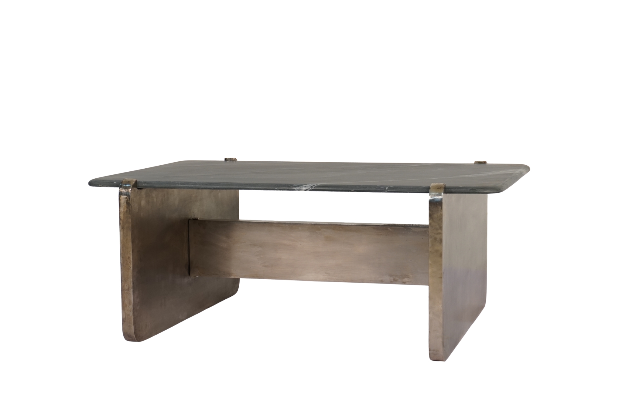 Iron Panel design coffee table with matt black marble top