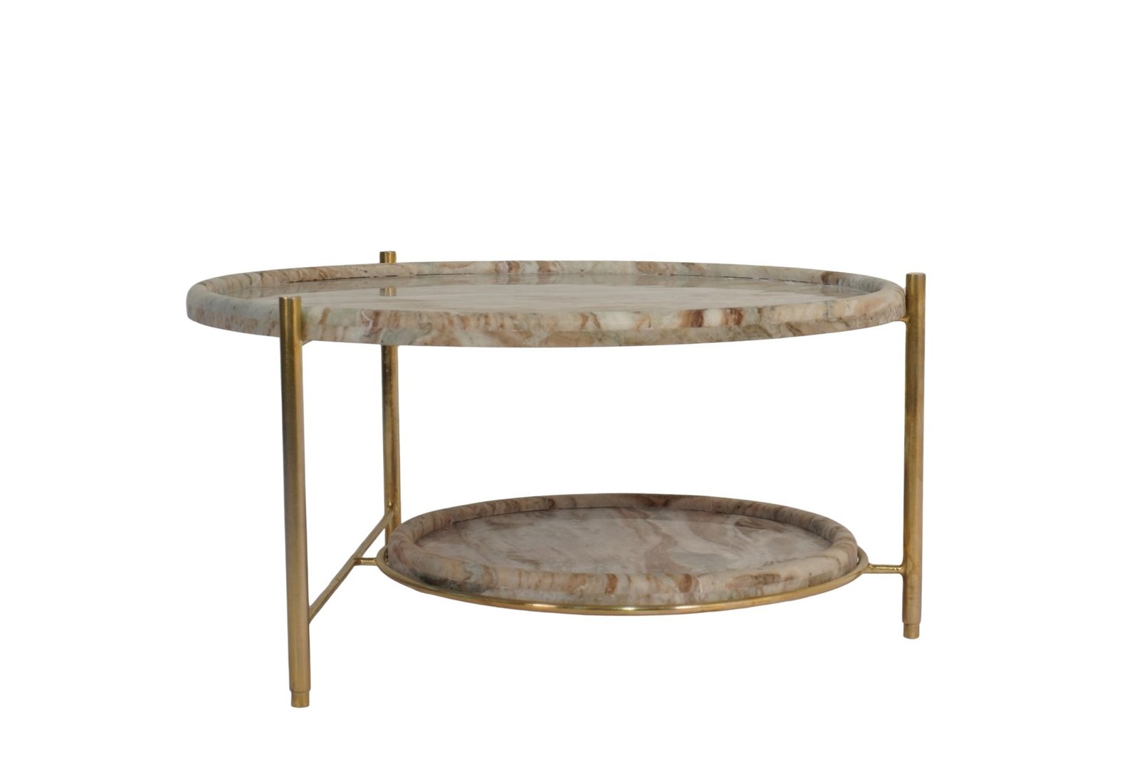 Iron forged coffee table with 2 marble tray tops