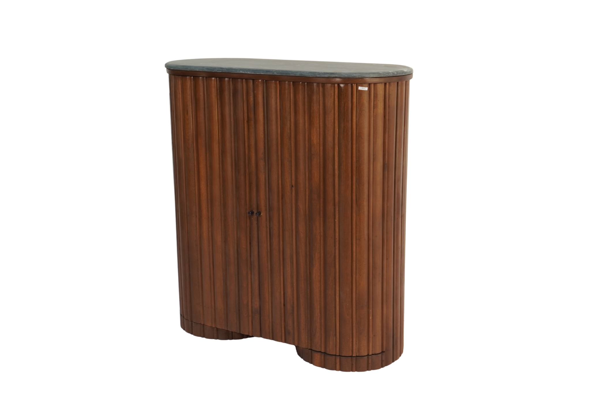 Wooden tall pillar design cabinet with marble top