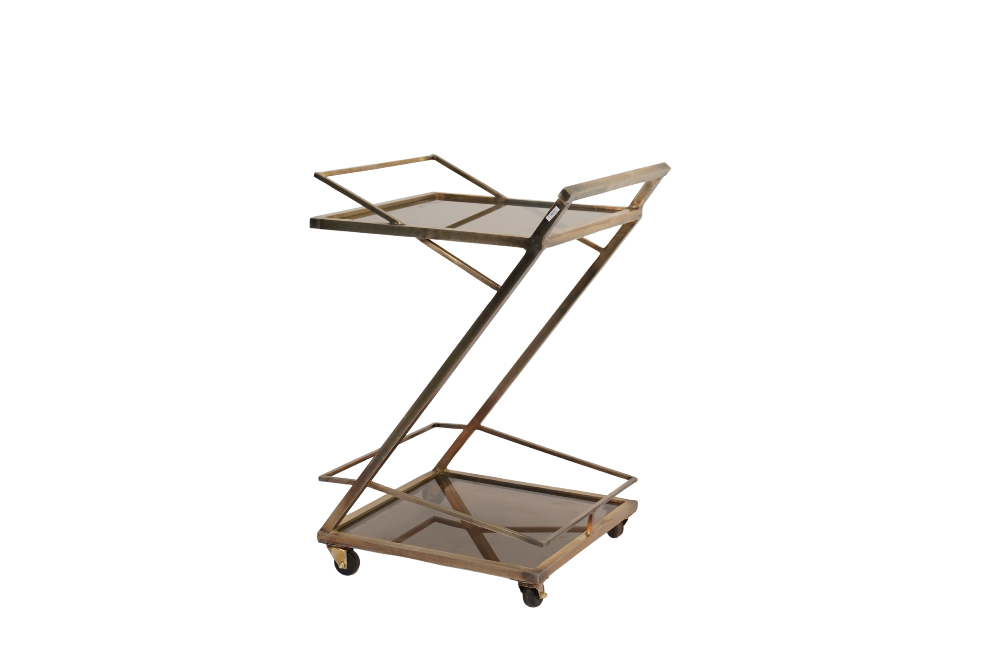 Iron Square trolley with brown glass tops