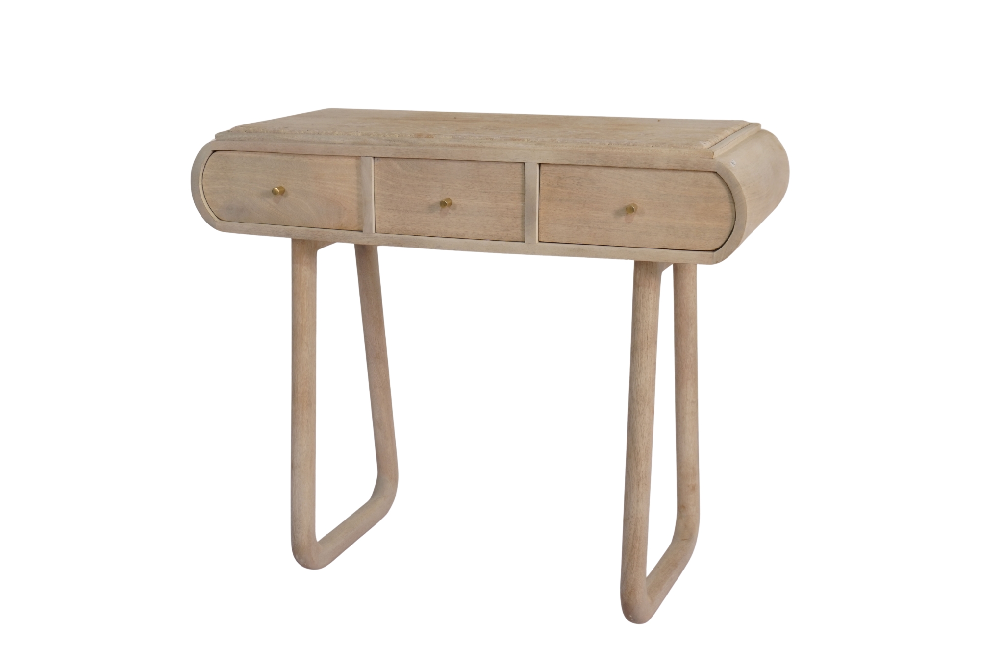 Wooden 3 drawer desk with travertine stone top