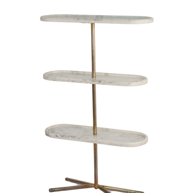 Iron tall shelf with floating marble tops
