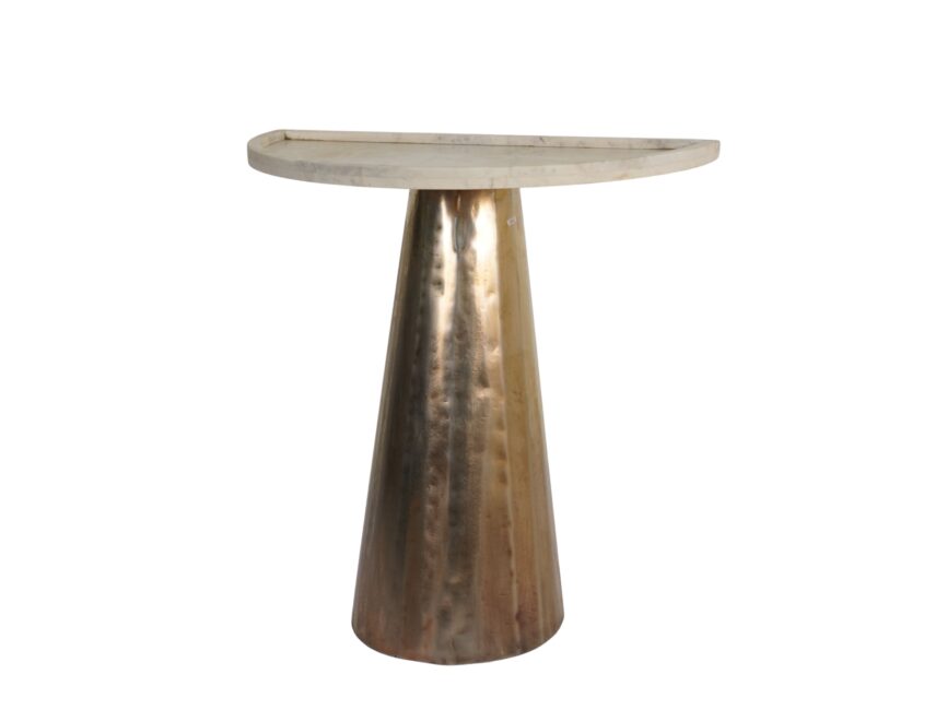 Iron forged taper console with marble tray top