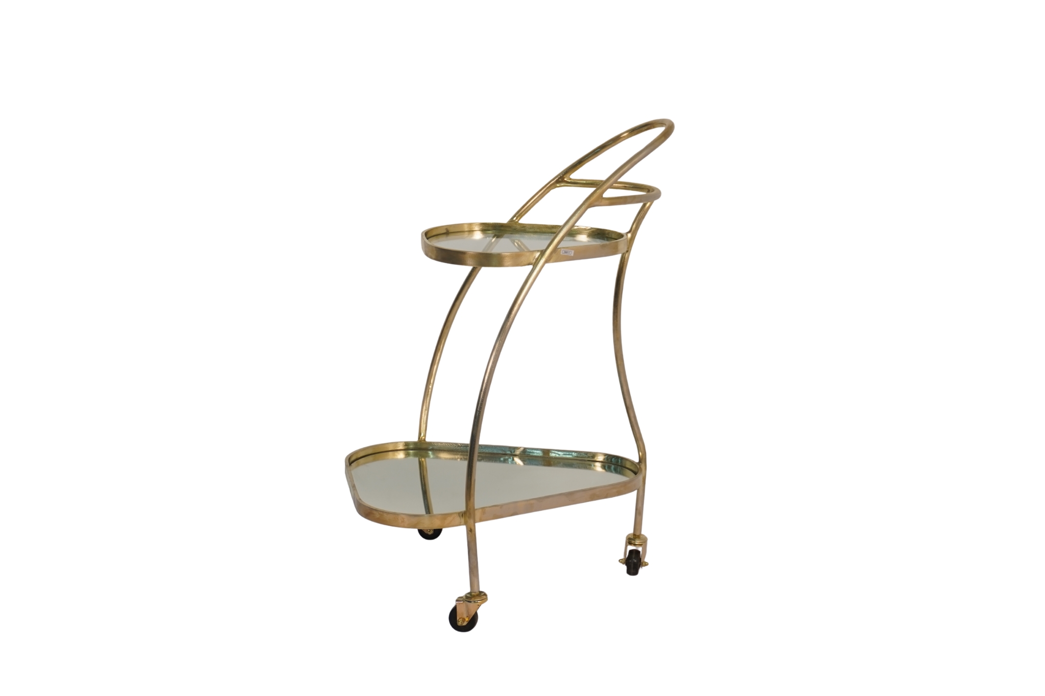 Iron forged triangular trolley with glass tops