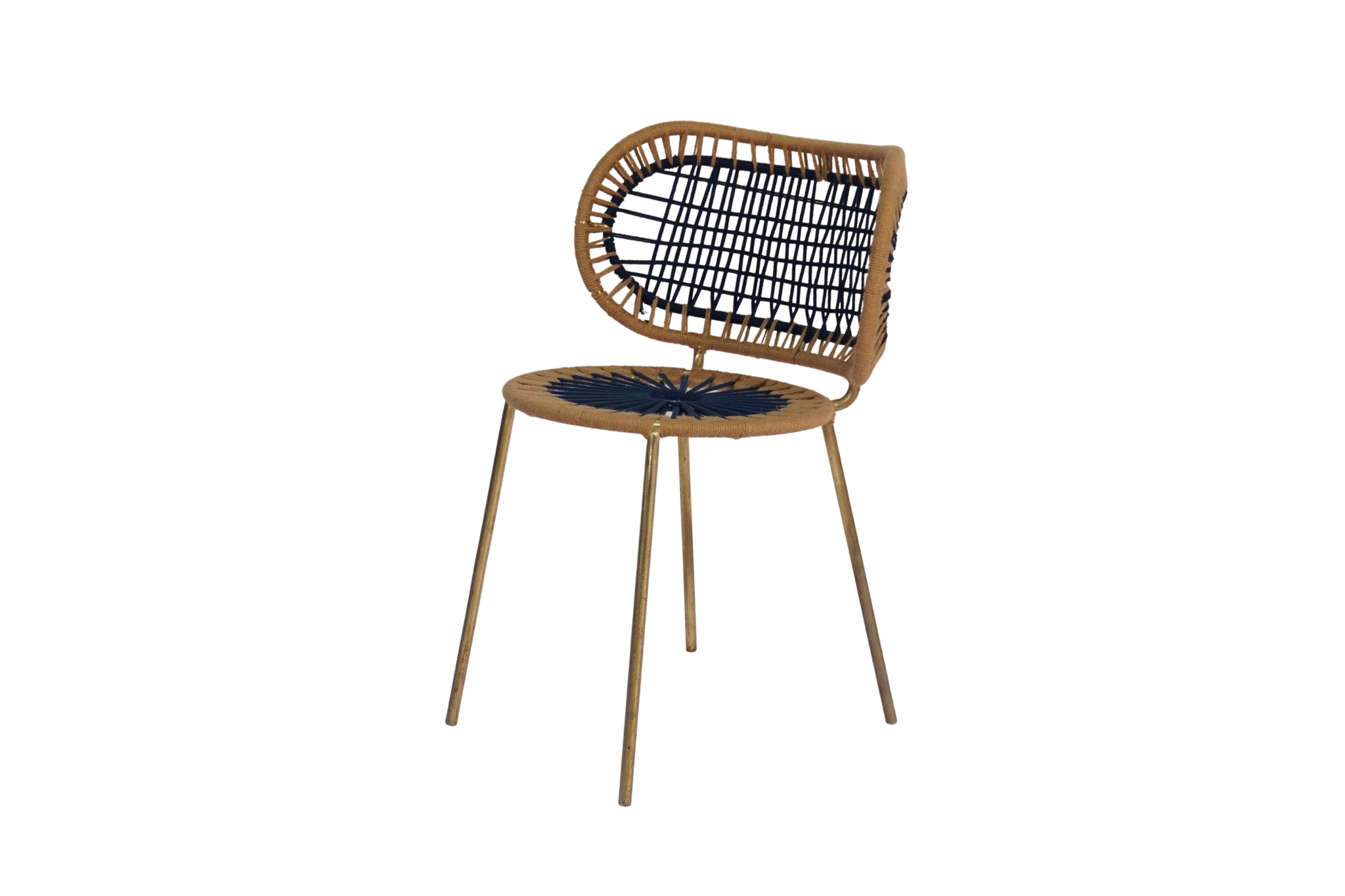 Iron forged curveback chair with jute weave