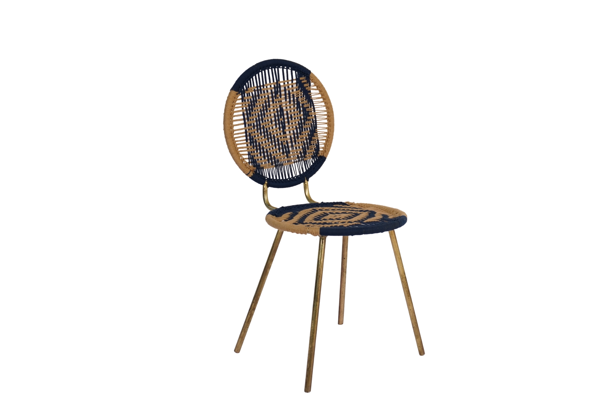Iron circle design chair with Jute weave