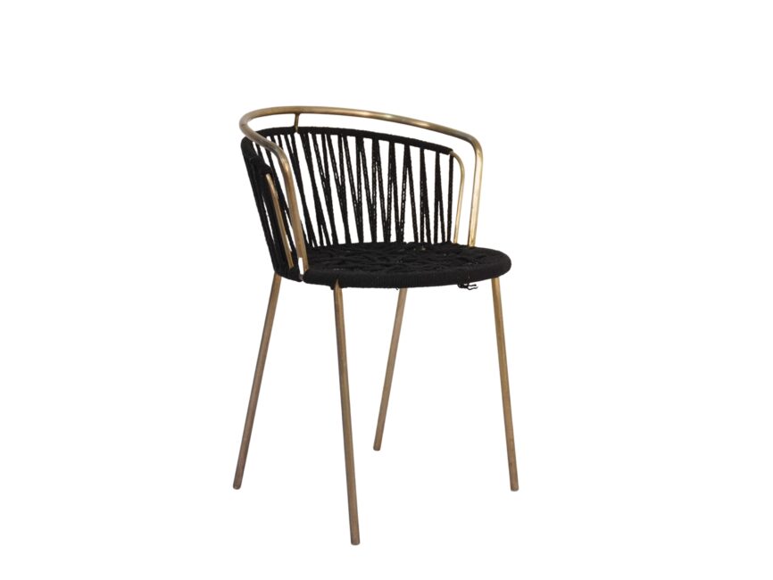Iron chair with Black cotton weave