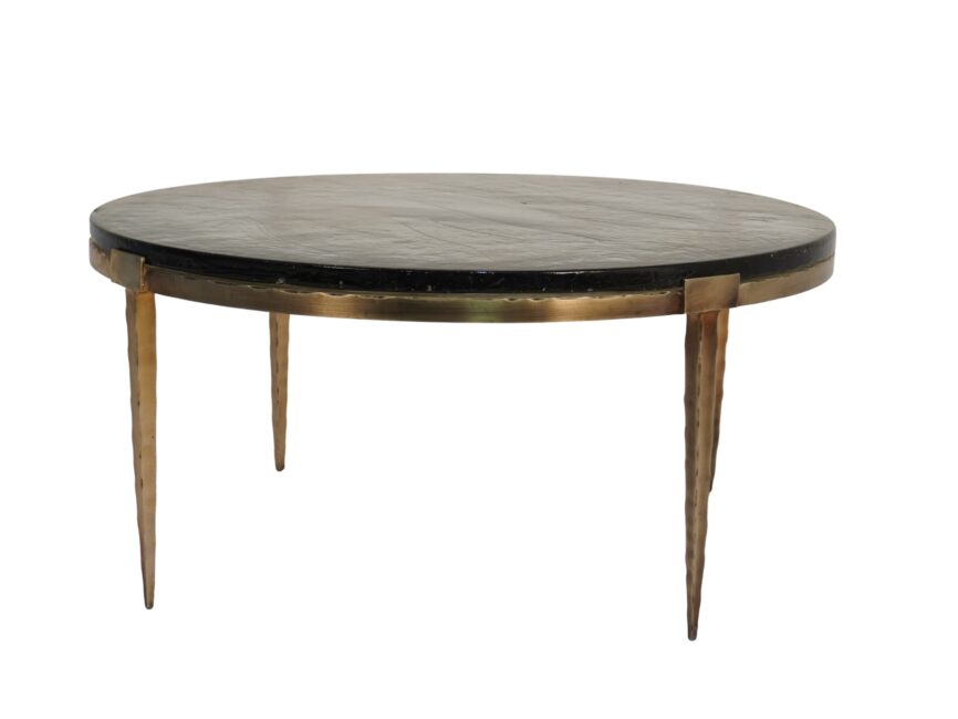 Iron forged coffee table with casted glass top
