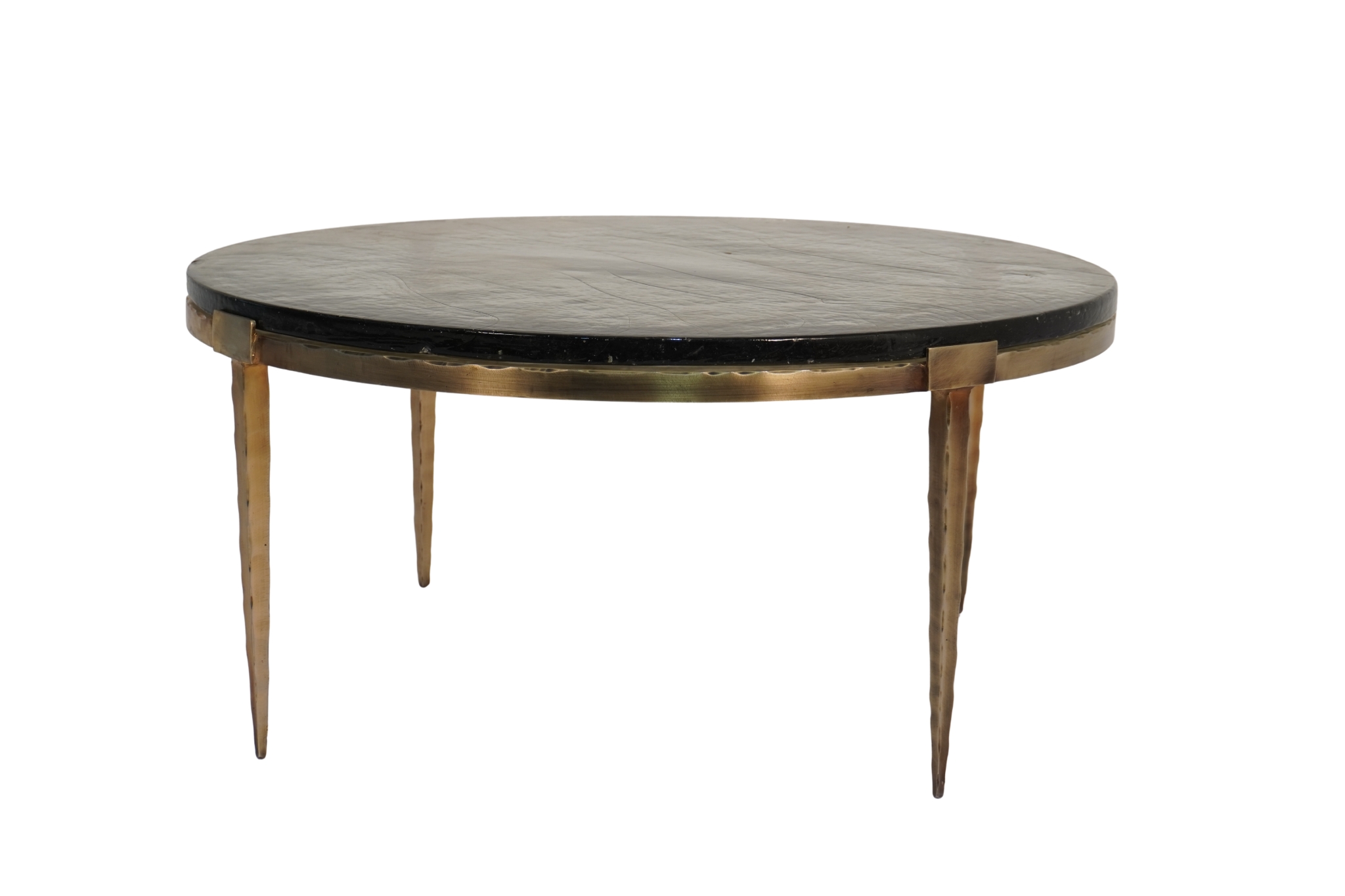 Iron forged coffee table with casted glass top