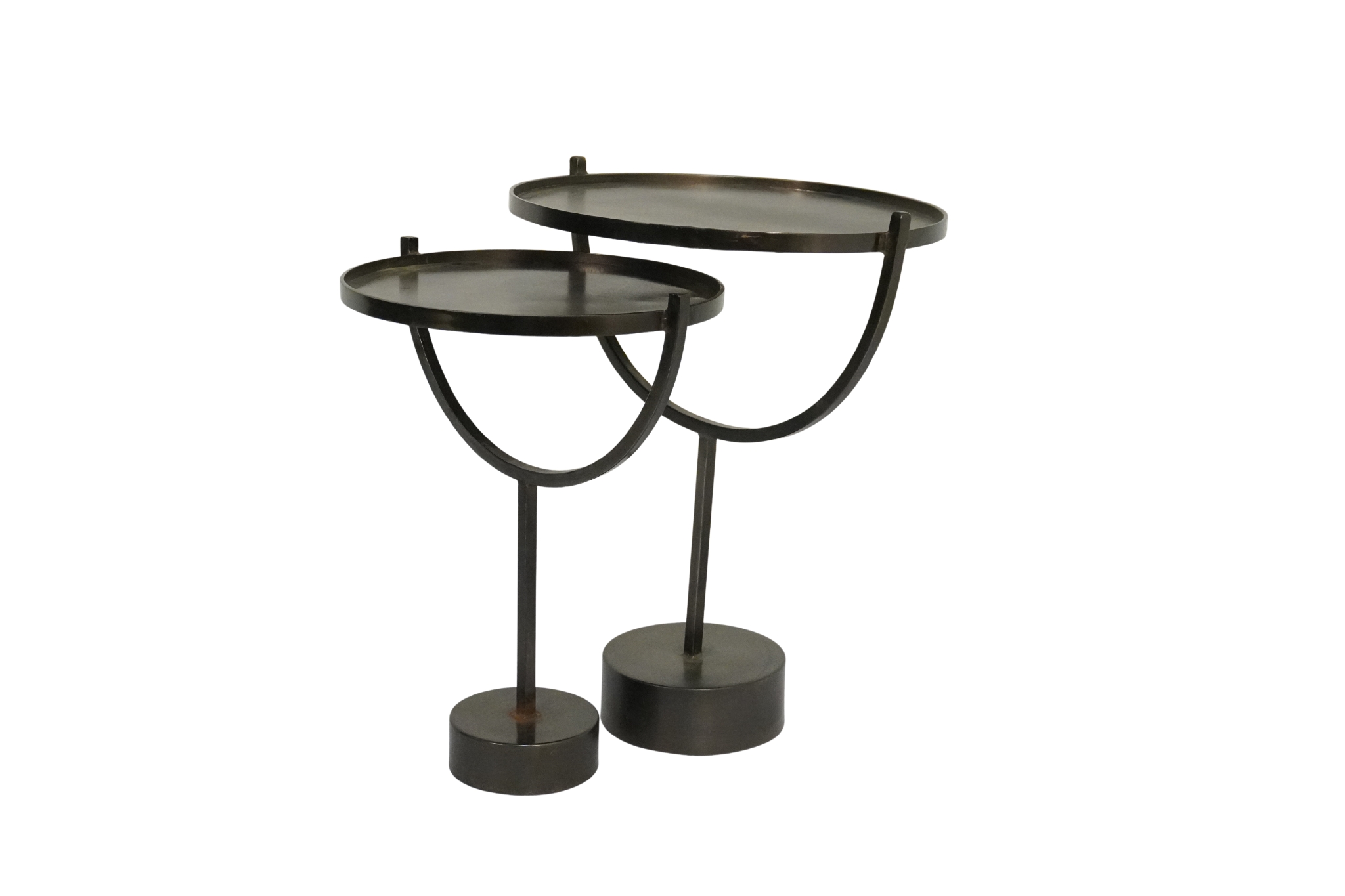 Iron horseshoe design set of 2 tables with sheet top