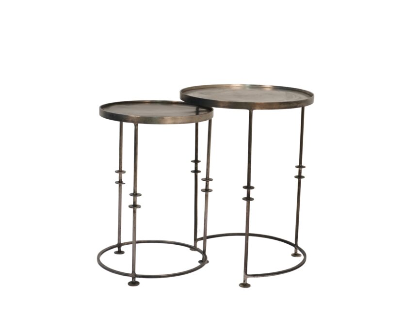 Iron disc design nesting tables with sheet top