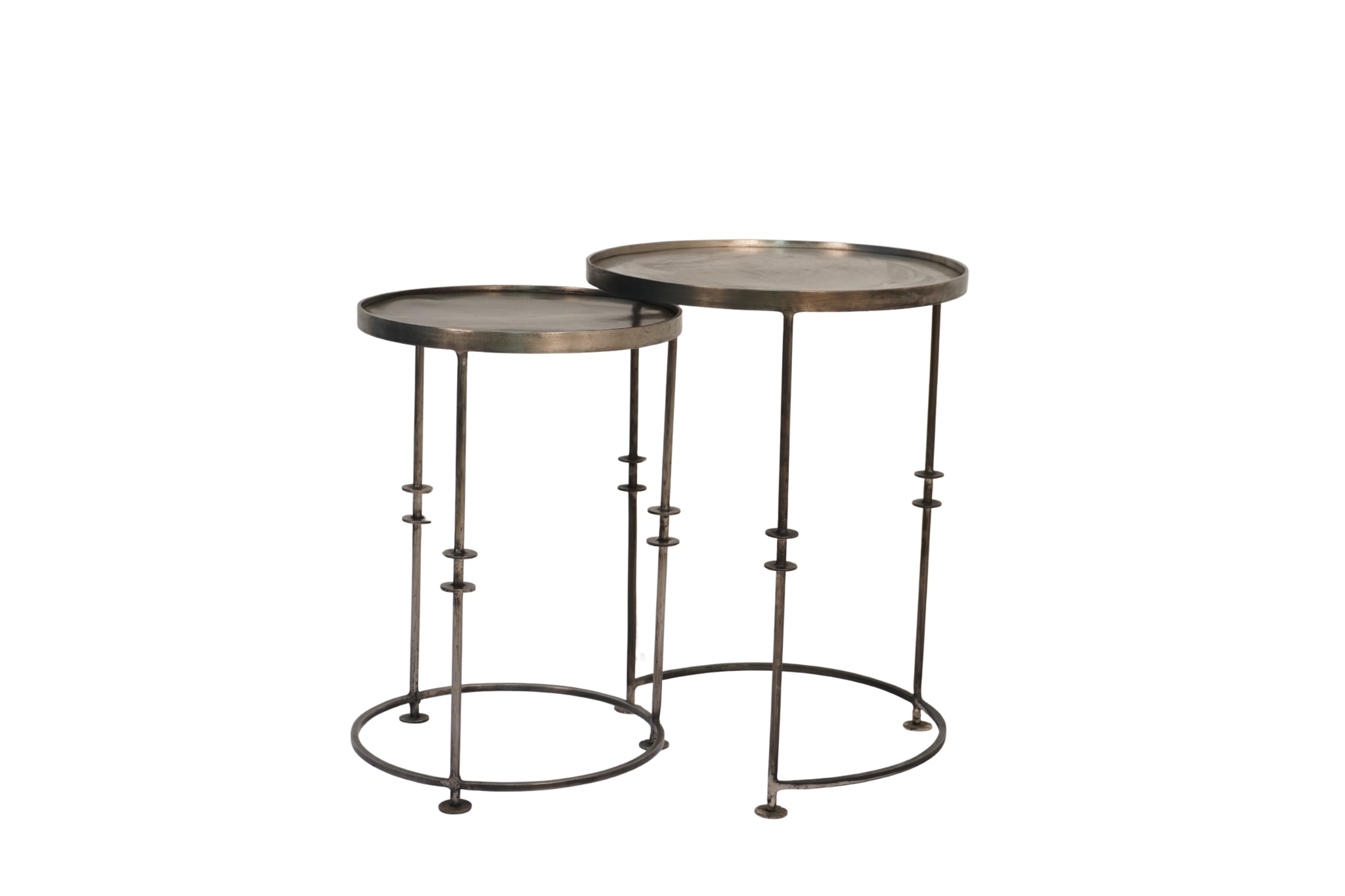 Iron disc design nesting tables with sheet top