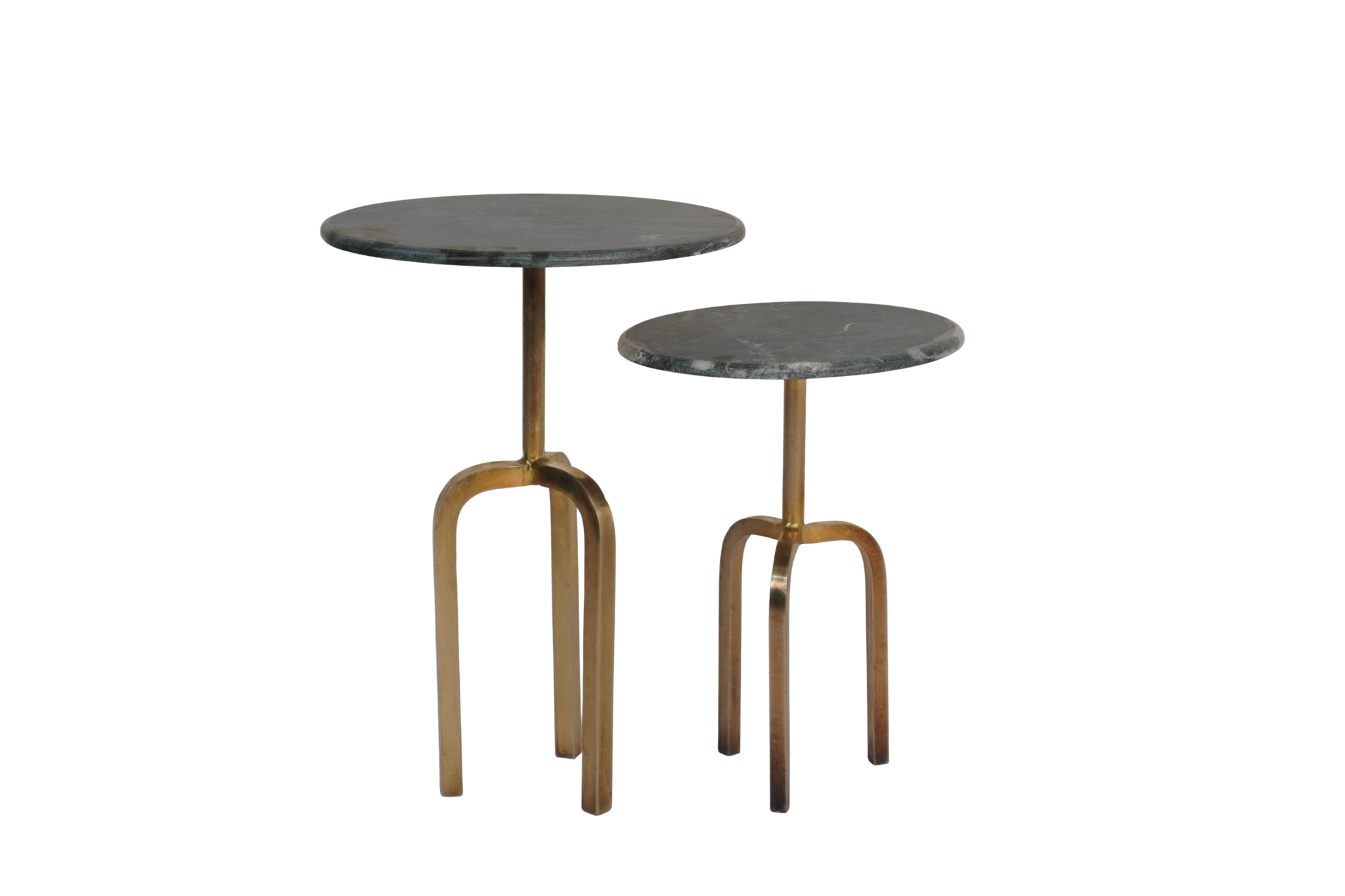 Iron forged set of 2 tables with matt black marble top