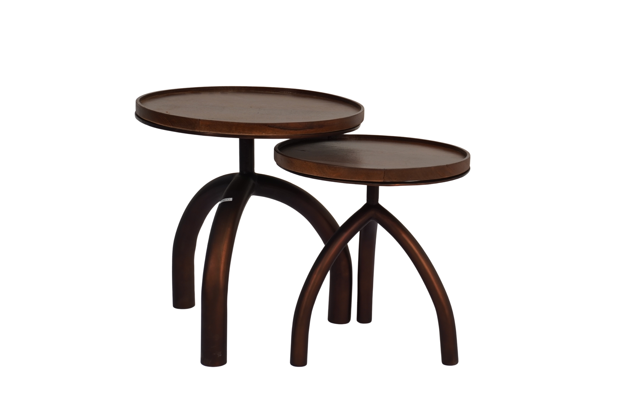Iron forged tables with wooden tray tops