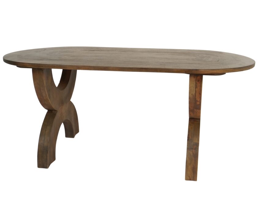 Wooden arch design oval parqutery design top dining table