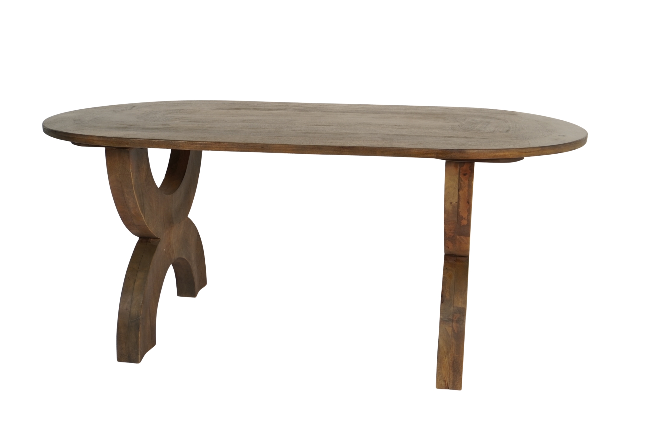 Wooden arch design oval parqutery design top dining table