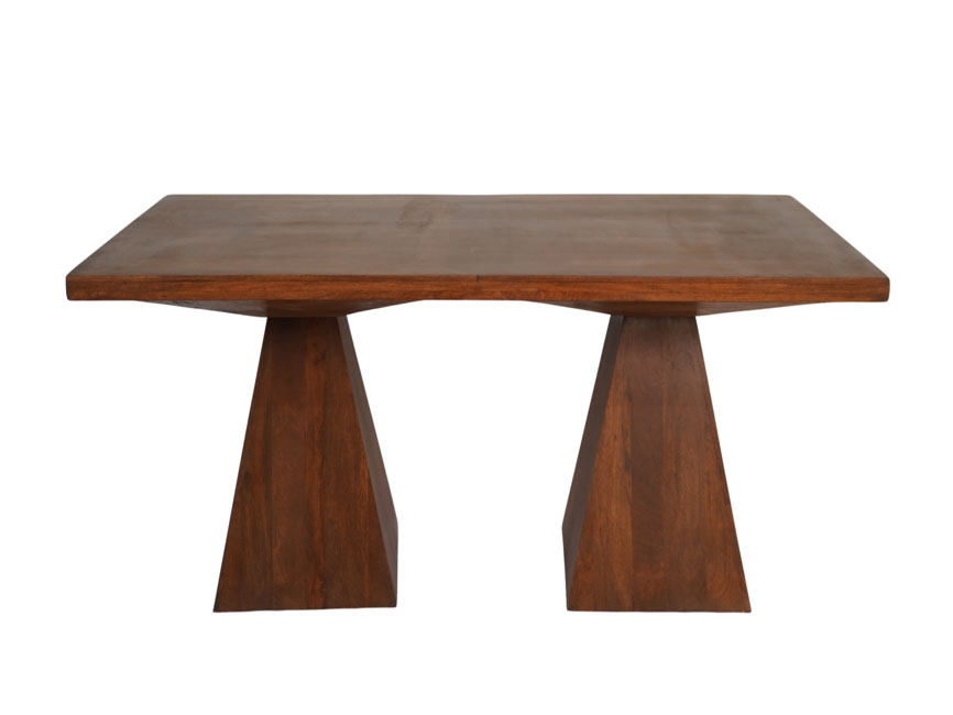 Wooden parqutery design pyramid base dining table