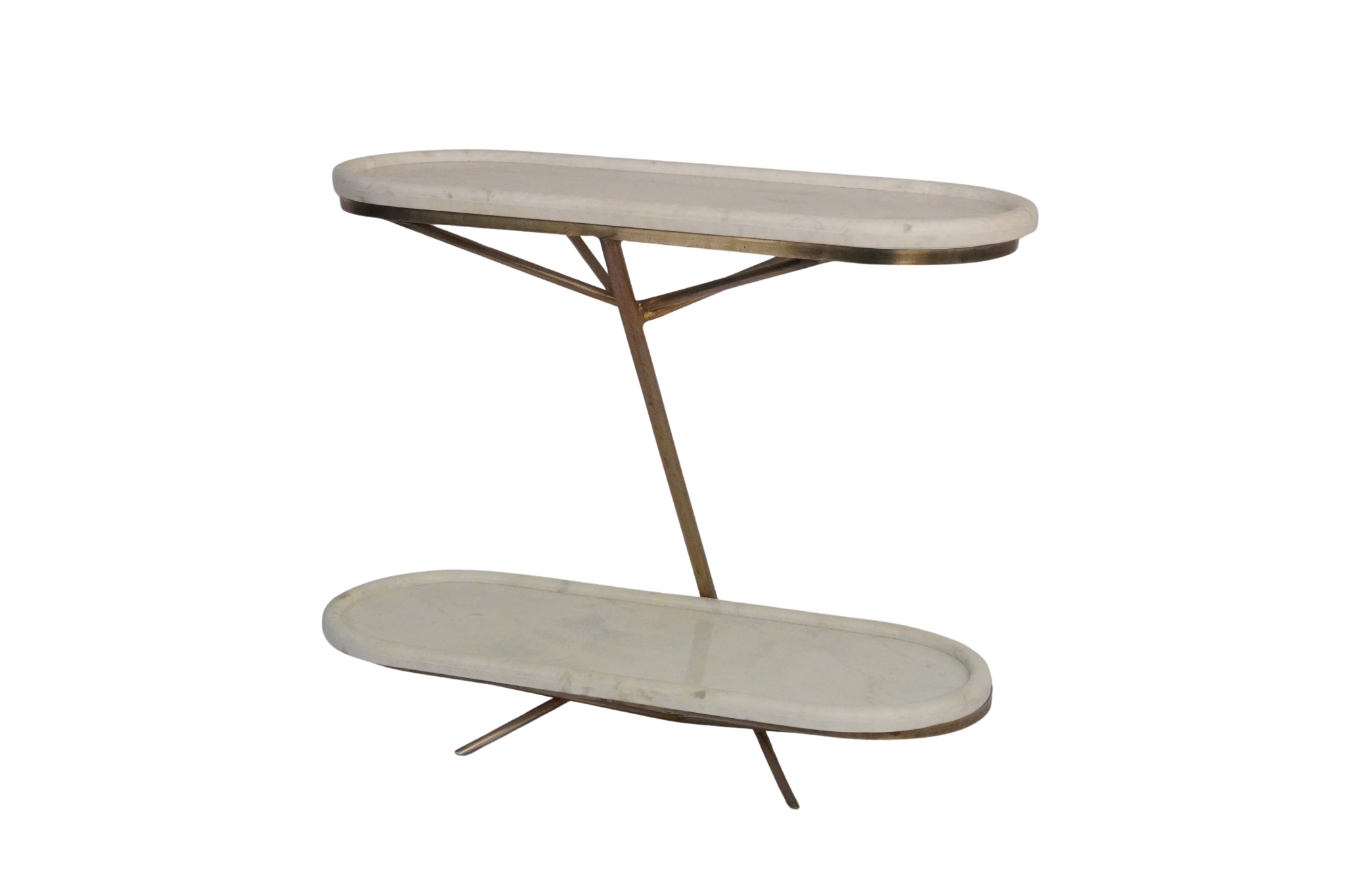 Iron forged console with twin marble tops