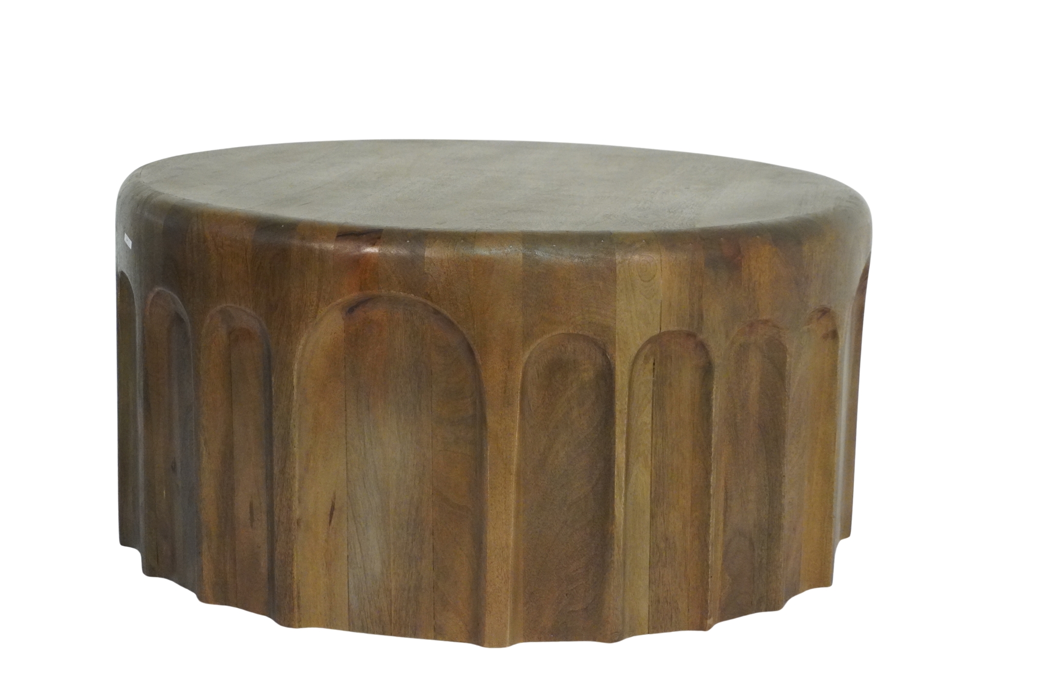 Wooden multi arch carved design round coffee table