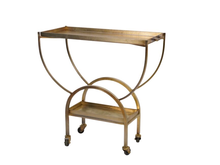 Iron arch design trolley with  metal shelves