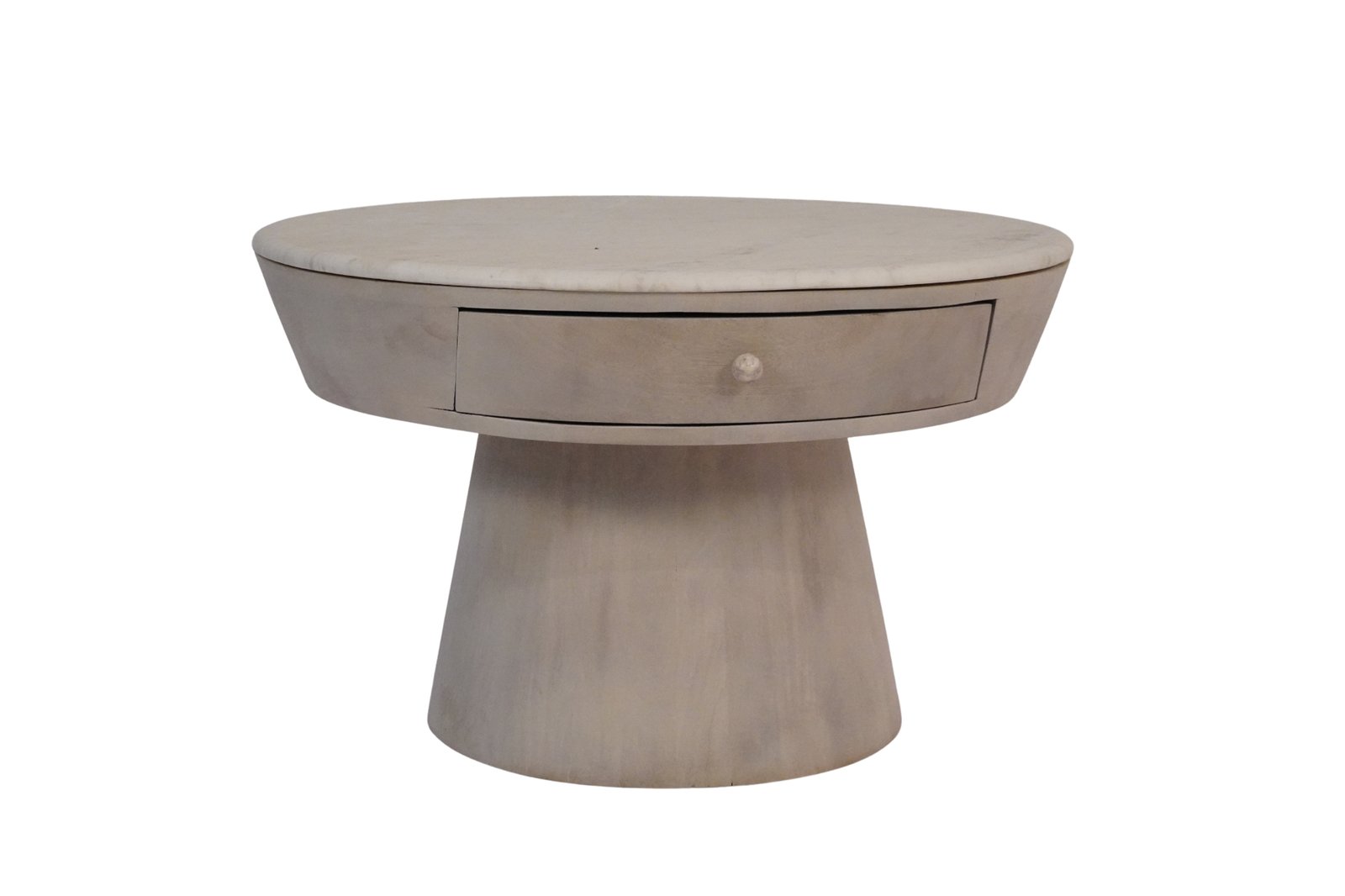 Wooden taper coffee table with 1 drawer and marble top