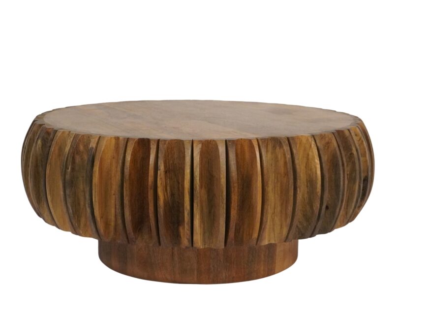 Wooden lotus design round coffee table