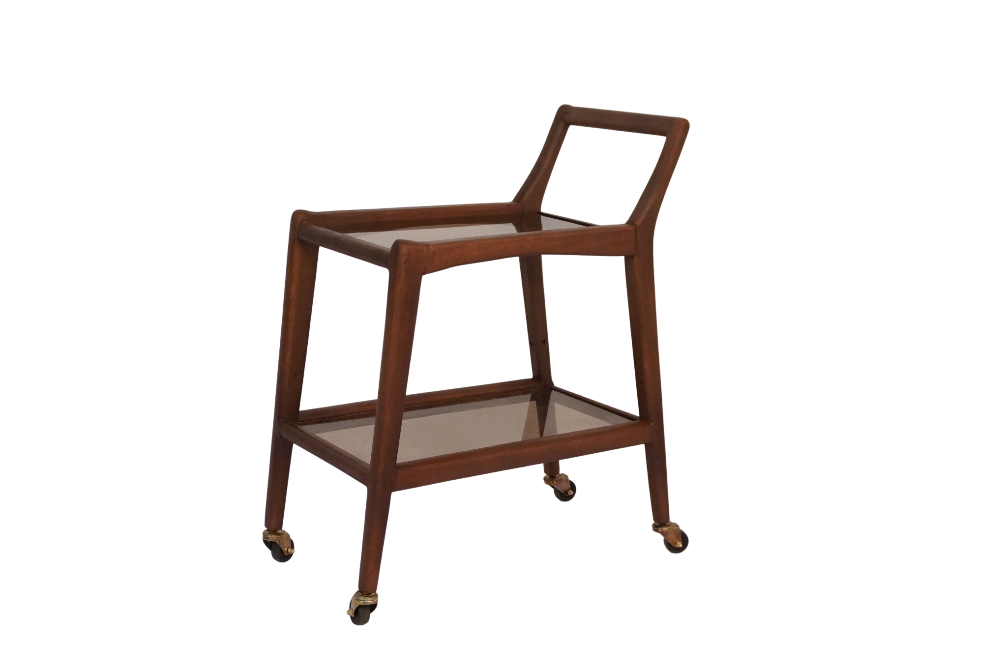 Wooden taper leg design trolley with glass tops