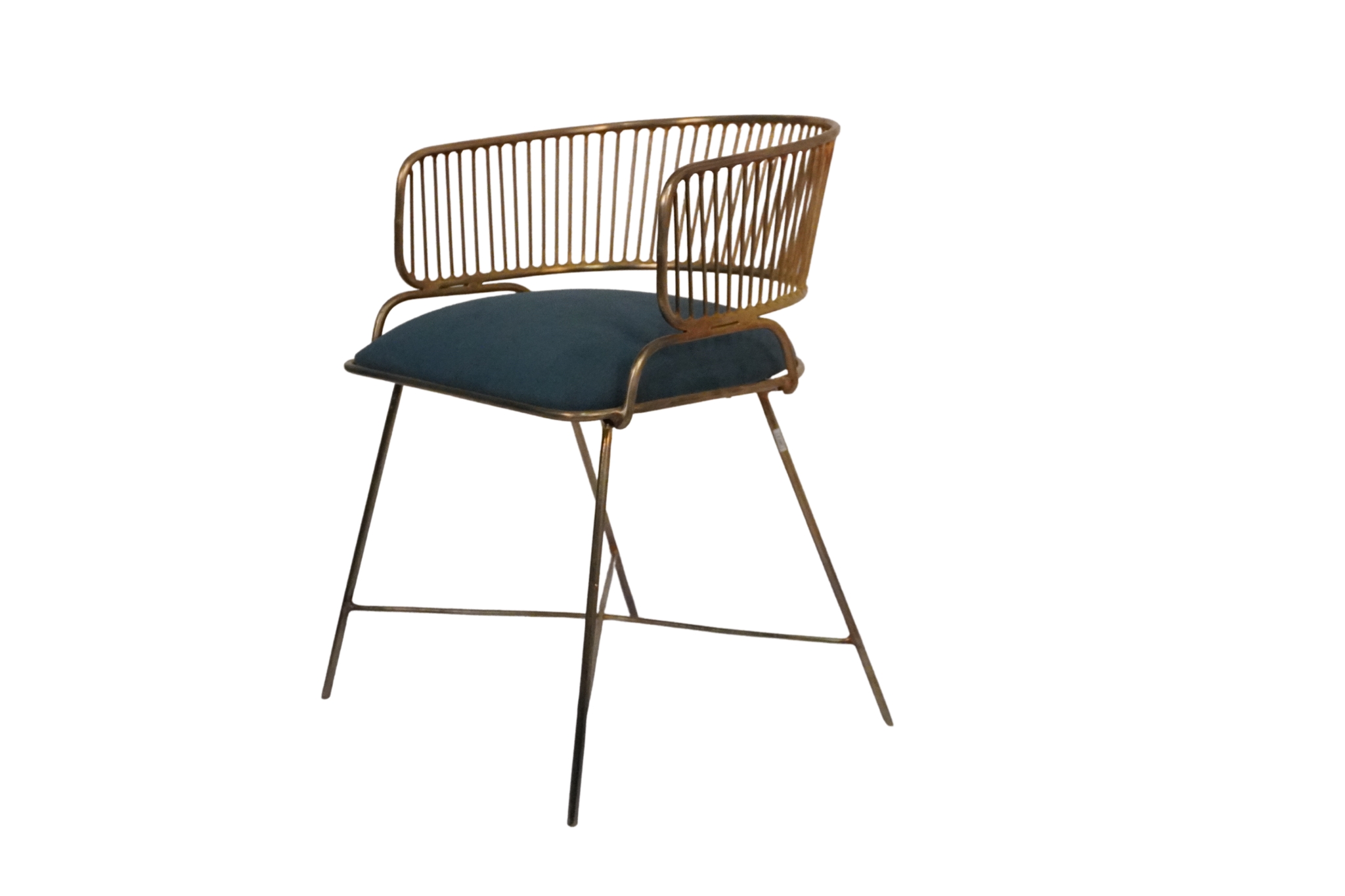Iron forged wire chair with fabric seat