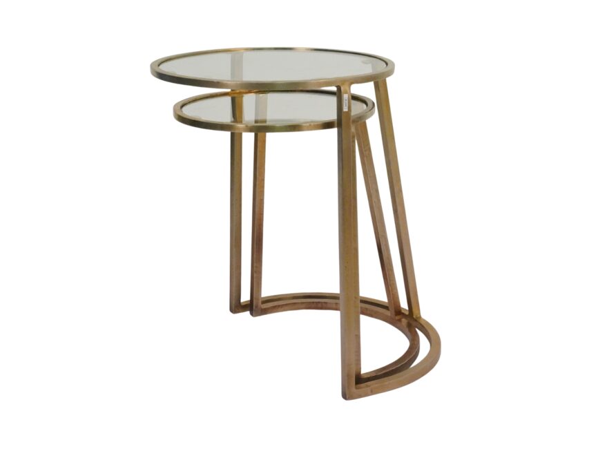 Iron Forged set of 2 tables with glass top