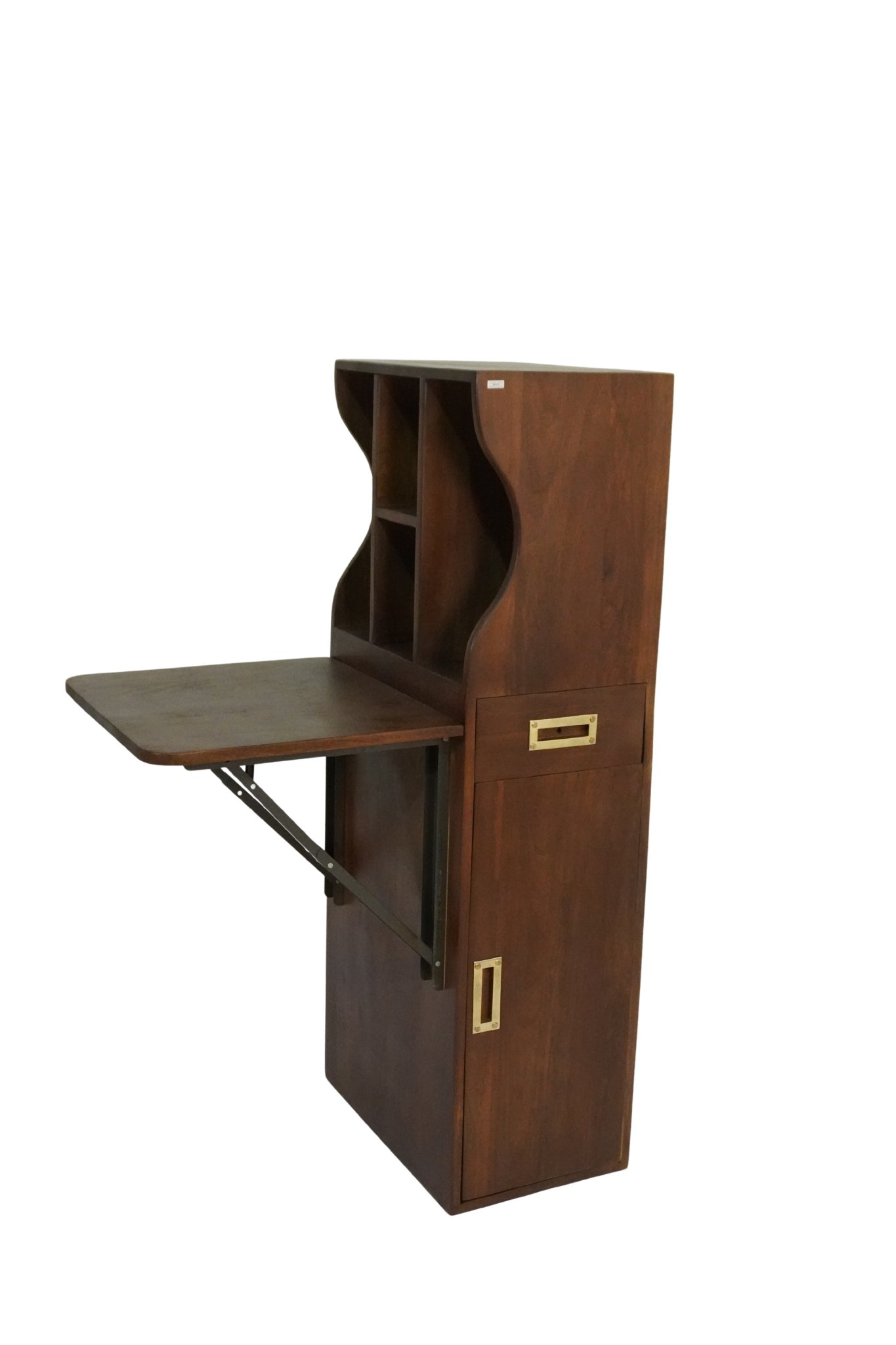 Wooden desk with folding shelf