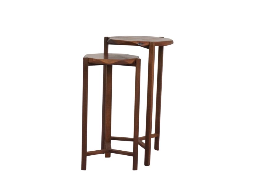 Wooden diamond edge top set of 2 tables