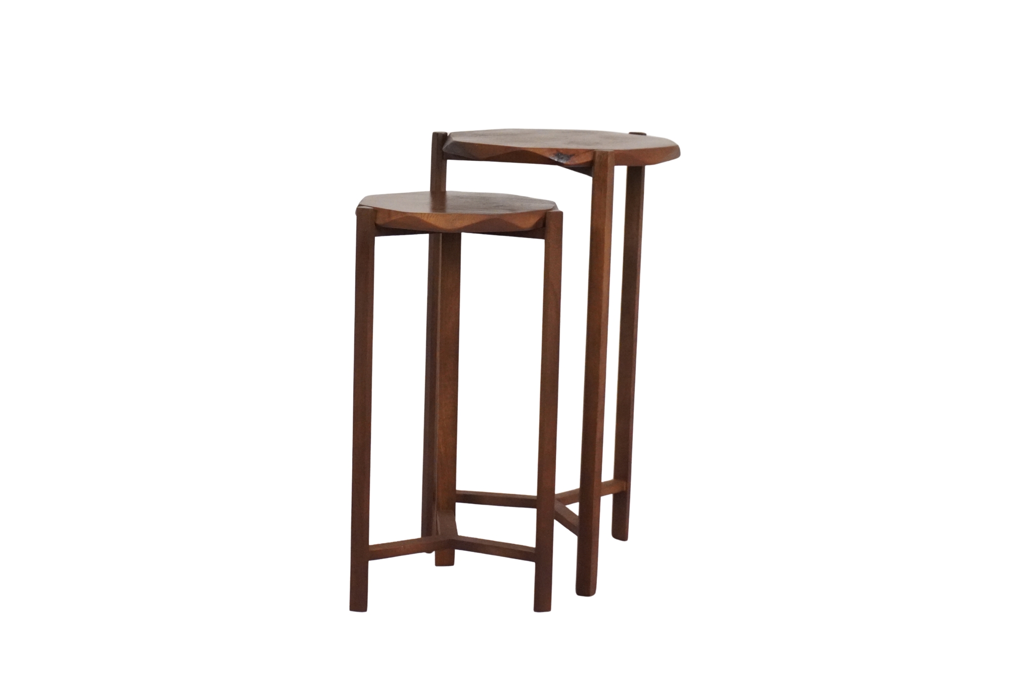 Wooden diamond edge top set of 2 tables