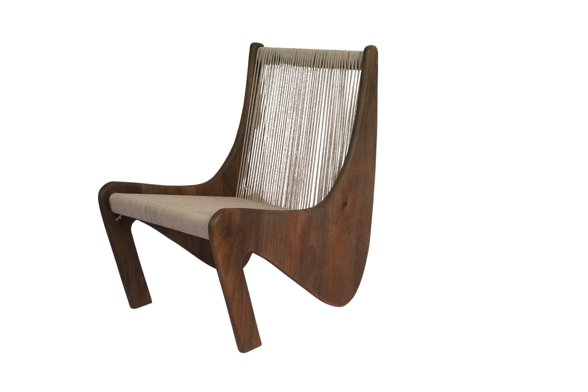 Wooden curved relax chair with threaded back