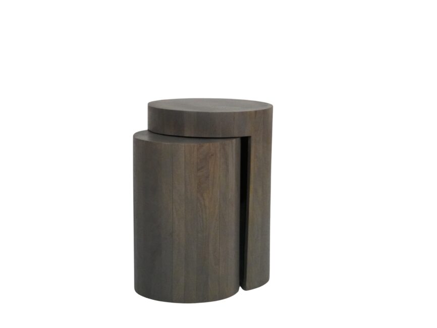 Wooden pillar design set of 2 nesting tables