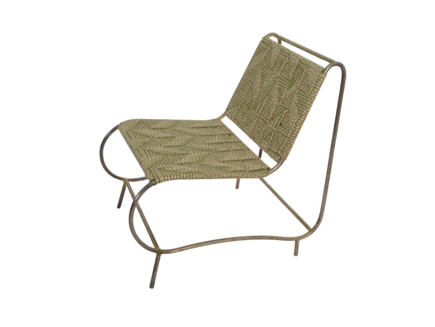 Iron curve design chair with weaved fabric