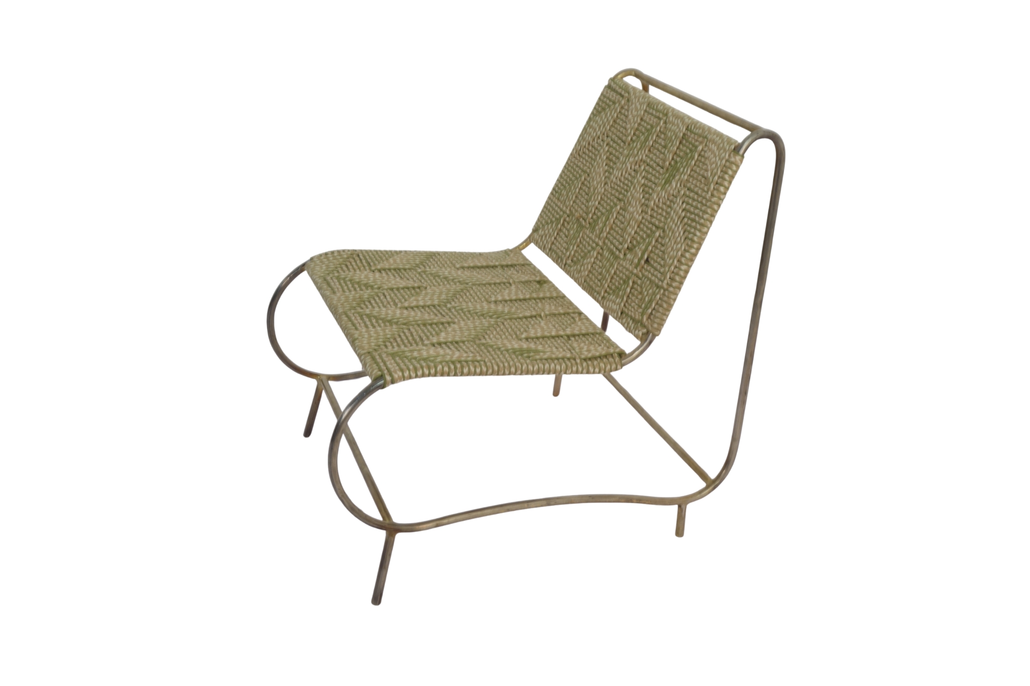 Iron curve design chair with weaved fabric