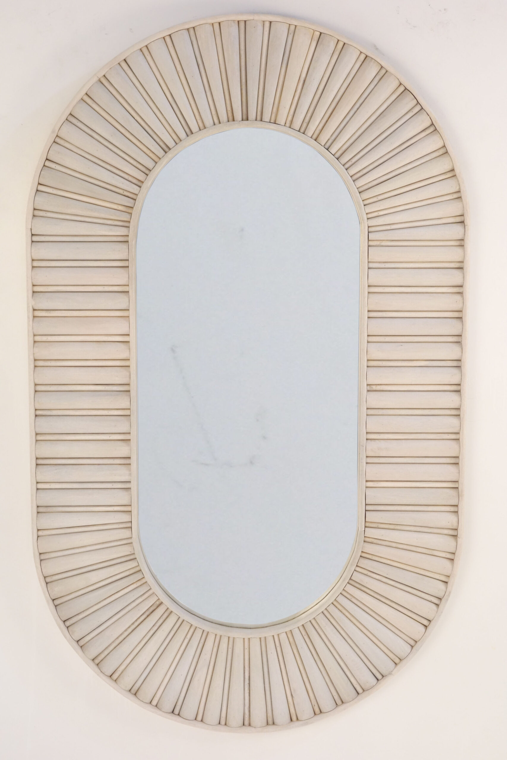 Wooden Striped oval Mirror
